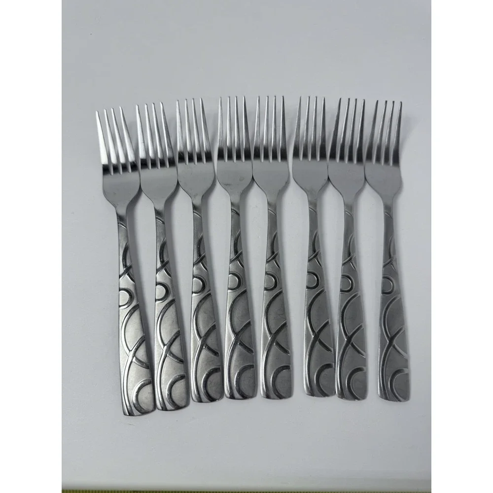 Cambridge Conquest Stainless Steel Flatware Dinner Forks Lot Of 8